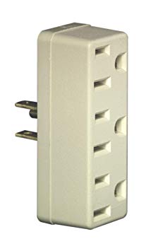 Leviton 697-I Grounding Adapter, 125 V, 15 A, 3 Outlet, Ivory