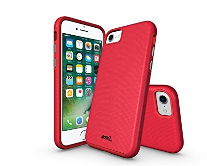 iPhone 7 case, MoboZx [Premium Texture] [Tempered Glass Screen Protector Included] Dual-Layer Slim Protective Anti-Slippery Scratch-Resistant Shockproof Bumper For Apple iPhone 7 (2016) (Red)