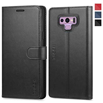 TUCCH Galaxy Note 9 Case, Samsung Note 9 Wallet Case, Samsung Galaxy Note 9 Leather Case [TPU Inner Shell][Card Slots][Magnetic Closure] Leather Case Compatible with Samsung Galaxy Note 9 –Black
