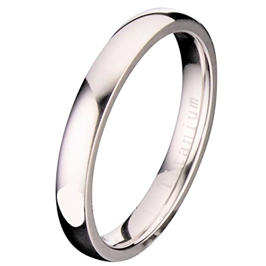 3MM Polished Comfort Fit Titanium Wedding Ring Band