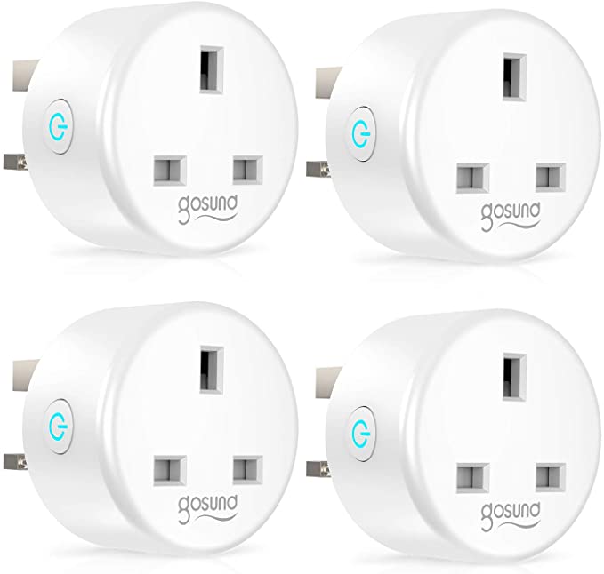 Smart Plug, Gosund 13A WiFi Socket Plug Works with Amazon Alexa, Google Home, Remote Control Wireless Outlets with Timer Function, Energy Monitoring, No Hub Required, 4 Pack