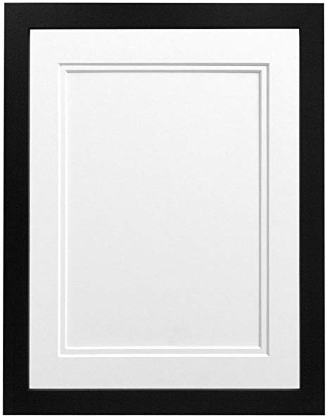 FRAMES BY POST H7 Picture Photo Frame, Wood with Plastic Glass, Black with White Double Mount, 24 x 20 Image Size 20 x 16 Inch