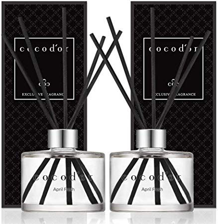 Cocod'or Signature Reed Diffuser, April Fresh Reed Diffuser, Reed Diffuser Set, Oil Diffuser & Reed Diffuser Sticks, Home Decor & Office Decor, Fragrance and Gifts, 6.7oz 2pack