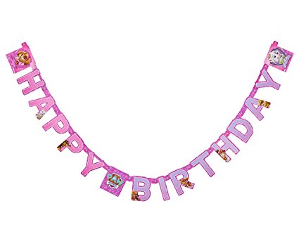 American Greetings PAW Patrol Pink Birthday Party Banner