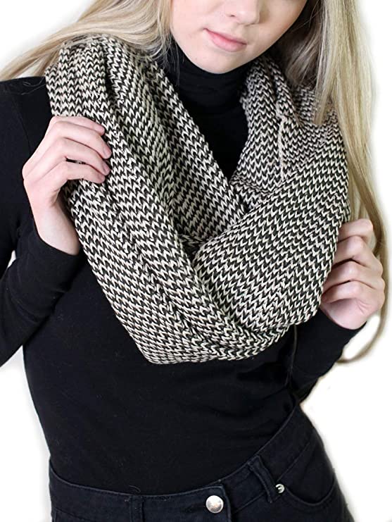 Women's 100% Organic Cotton Knit Infinity Scarf, Thick Soft Stretch Warm Unique Eco-Friendly Non-Toxic (5 COLORS)