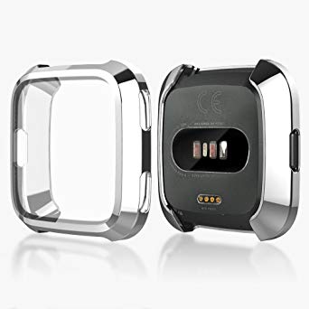 Case for Fitbit Versa, Haojavo Soft TPU Slim Fit Full Cover Screen Protector for Fitbit Versa Smartwatch Accessories