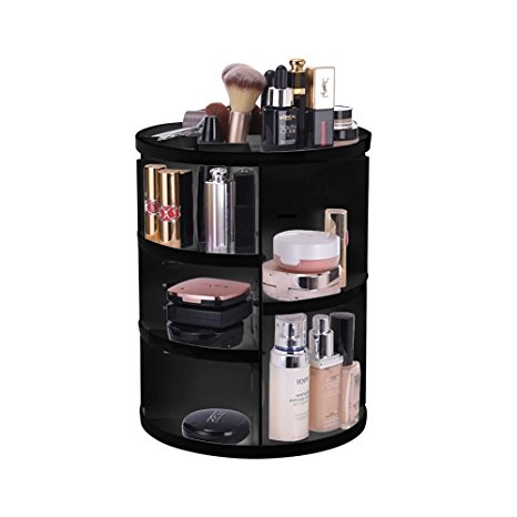 PDR Makeup Organiser Storage 360° Rotating Multi-Function 7 Layers Adjustable Fits Different Types of Cosmetics and Accessories, Black