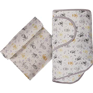 MiracleWare Muslin Swaddle Blanket and Miracle Blanket Set, Forest Owl