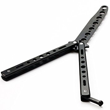 Generic Metal Practice Butterfly Comb Style Knife Trainer Tool Dull Black