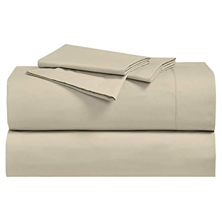 Solid Tan Percale Twin-XL Extra Long Size Sheet Set 100 % Cotton (Deep Pocket) 300 Thread count By Sheetsnthings