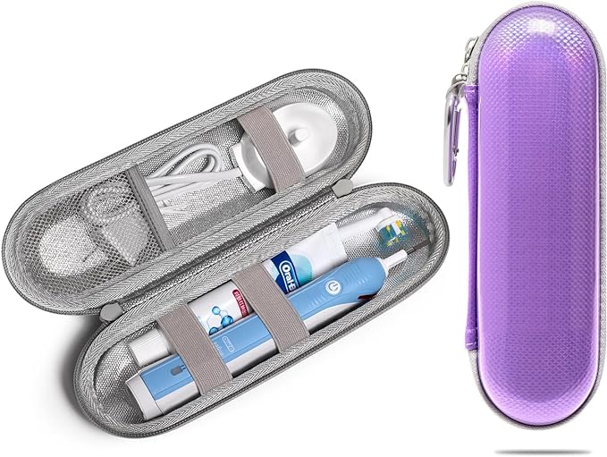 Nincha Hard Shell Durable EVA Electric Toothbrush Case - Waterproof PU Surface Layer with Shockproof EVA Material and Moisture Resistant Foil Interior- Bigger Size Fits All Powered Toothbrush Products for Oral iO, Pro,Smart Series, Philips Sonicare (Purple)