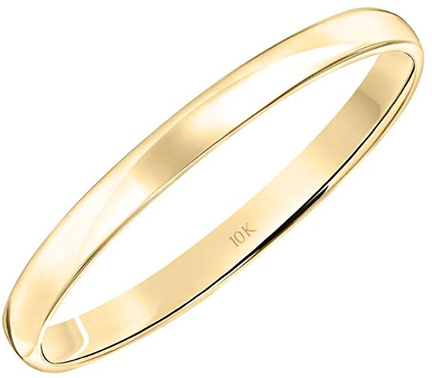 Women's 10K Rose, White, or Yellow Gold Wedding Band Classic Plain Simple 2MM by Brilliant Expressions