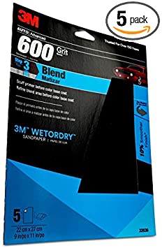 3M Wetordry Sandpaper, 32036, 600 Grit, 9 in x 11 in, 5 per pack