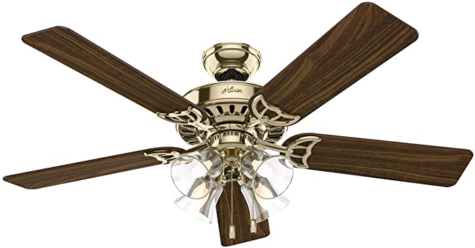 52" Studio Series 5 Blade Ceiling Fan Finish: Brass with Walnut/Medium Oak Blades