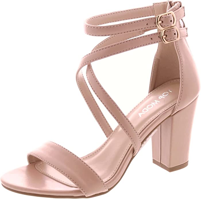 Over The Toe Cross Strap Block Heel Open Toe Dress Sandal