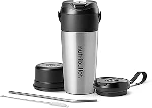 nutribullet Flip Portable Blender with Insulated Cup, Brushed Stainless, NBPB50350SS