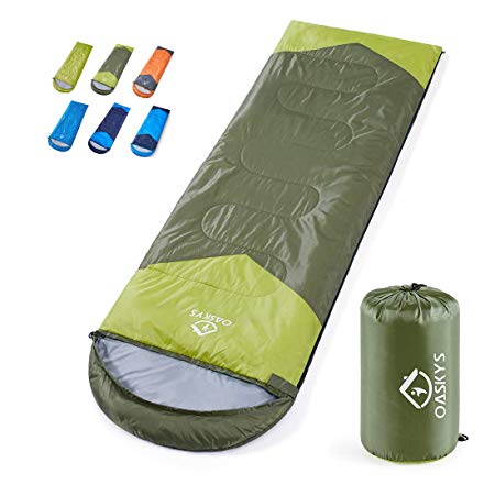 oaskys Camping Sleeping Bag - 3 Season Warm & Cool Weather - Summer, Spring, Fall, Lightweight, Waterproof for Adults & Kids - Camping Gear Equipment, Traveling, and Outdoors