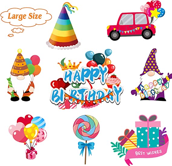 8 Pack Happy Birthday Yard Signs, Large Birthday Yard Signs with 16 Stakes, Waterproof Colorful Birthday Lawn Signs with Cute Gnomes for Kids Adults, Perfect for Lawn Outdoor Birthday Decorations