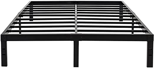 45MinST 14 Inch Reinforced Platform Bed Frame/3500lbs Heavy Duty/Easy Assembly Mattress Foundation/Steel Slat/Noise Free/No Box Spring Needed, Queen