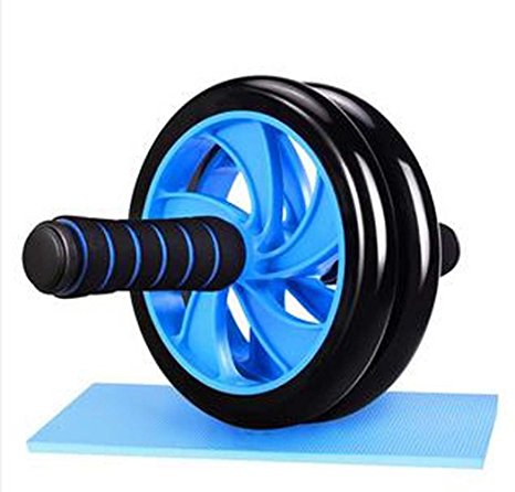 Dual AB wheel Abs Abdominal Gym Roller Workout Exercise Gym Roller Fitness Blue