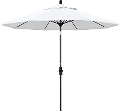 California Umbrella GSCUF908117-F04 9' Round Aluminum Pole Fiberglass Rib Market Patio Umbrella, Bronze, White