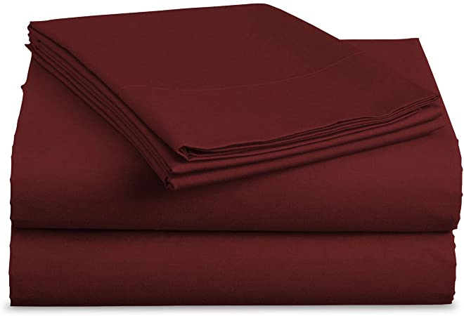 BASIC CHOICE Bed Sheet Set - Brushed Microfiber 2000 Bedding - Wrinkle, Fade, Stain Resistant - Hypoallergenic - 4 Piece (Full, Burgundy)