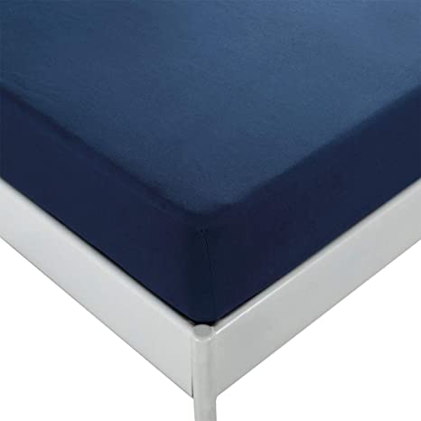 REETWO Fitted Bed Sheets King Size for Thick Mattress, Dark Blue, 150 * 200 30cm