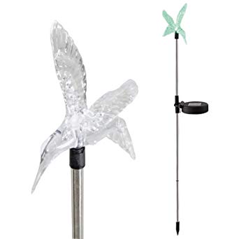 Candle Choice Color Changing Solar Garden Stake Light with Vivid Figurine – Hummingbird, LED Garden Light, Landscape Light, In-ground light Outdoor Light for Garden Decoration and Flower Beds