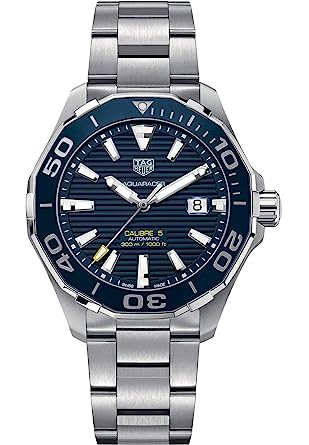 TAG Heuer Analogue Men's Watch (Blue Dial Silver Colored Strap)