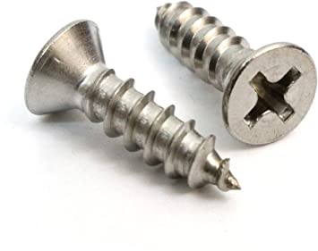 #6 X 3/4'' Stainless Flat Head Phillips Wood Screw, (100 pc), 18-8 (304) Stainless Steel Screw by Bolt Dropper