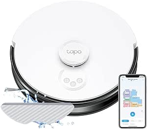 TP-Link Tapo LiDAR Navigation Robot Vacuum Cleaner and Mop, 4200Pa Hyper Suction, LiDAR & Gyro Dual Navi System, Customisable Cleaning, Smart Home, Voice & Remote Control (Tapo RV30）