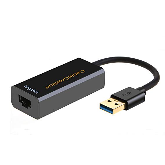 USB to Ethernet, USB Network Adapter, CableCreation USB to RJ45 Gigabit Ethernet Adapter, USB 3.0 to 10/100/1000 Gigabit Ethernet, No Driver Required, Black