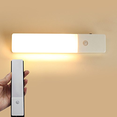 ZEEFO Bright Ultra-thin Closet LightWireless 3 Modes Motion Sensor LED Night Light Rechargeable Built-in Lithium Battery Powered Wall Sconce Light Stick-Anywhere IndoorsSafe for KidsWarm Yellow