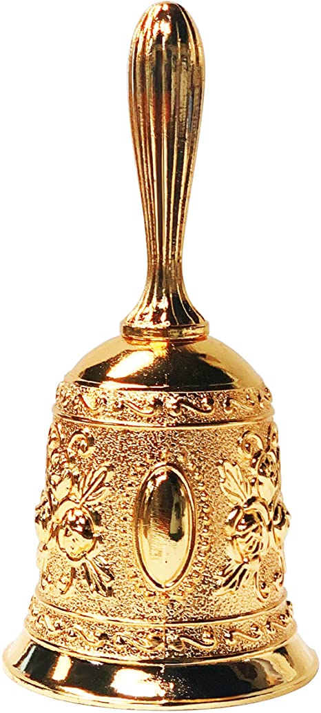 iFavor123 Ornate Hand Bell Intricately Embellished Multi-Purpose Call Bell (Gold)