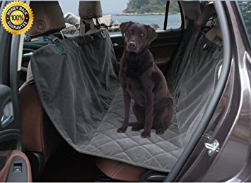 Microfiber Waterproof Dog Seat Covers For Pet Hammock Car Seat Protector Non Slip Silicone Backing, Dark Grey (Medium)