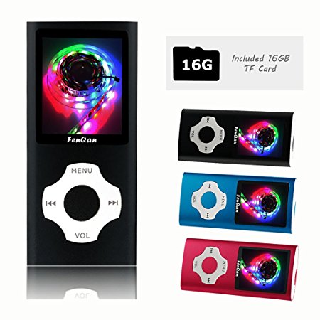 FenQan MP3 Player, MP3 Music Player Portable Metal Body, Support 32G TF Card, Micro USB Port 1.7" Colorful Screen, With Multifunction Video, Photo Viewer, FM Radio, Voice Recorder