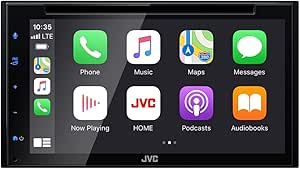 JVC KW-V660BT Apple CarPlay Android Auto DVD/CD Player w/ 6.8" Capacitive Touchscreen, Bluetooth Audio and Hands Free Calling, MP3 Player, Double DIN, 13-Band EQ, SiriusXM, AM/FM Car Radio