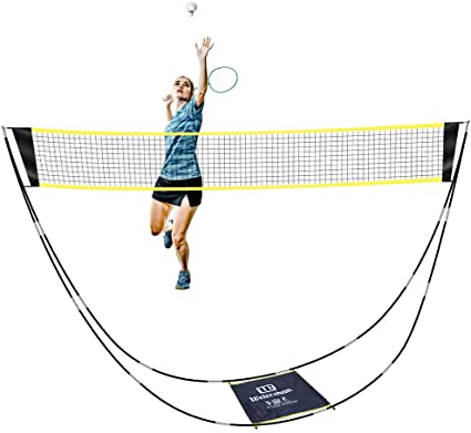 SUNBA YOUTH Badminton Net,Portable Badminton Net Set with Stand Carry Bag,Foldable Tennis Volleyball Net for Indoor Outdoor Sports, No Tools or Stakes Required