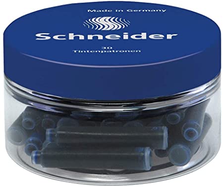 Schneider Fountain Pen Ink Cartridge, Blue, 30-Count (06703)