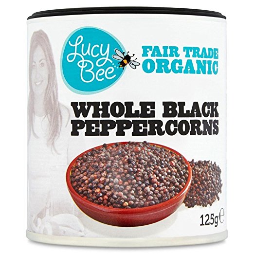 Lucy Bee Organic Fair Trade Black Peppercorns 125g (Pack of 2)