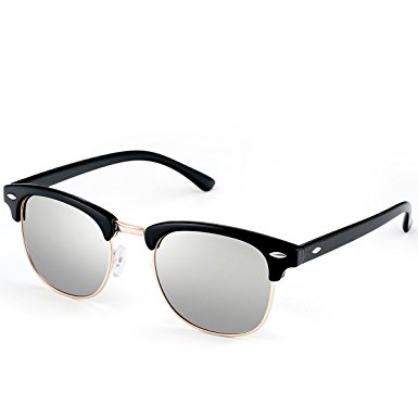 FEIDU Polarized Clubmaster Classic Half Frame Semi-Rimless Rimmed Sunglasses With Box FD3030