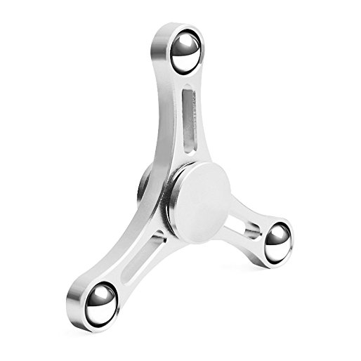 UPMSX Stainless Triangular Fidget Spinner Aluminum Stress Reducer Perfect For ADD, ADHD, Anxiety, and Autism Adult Children (Silver)