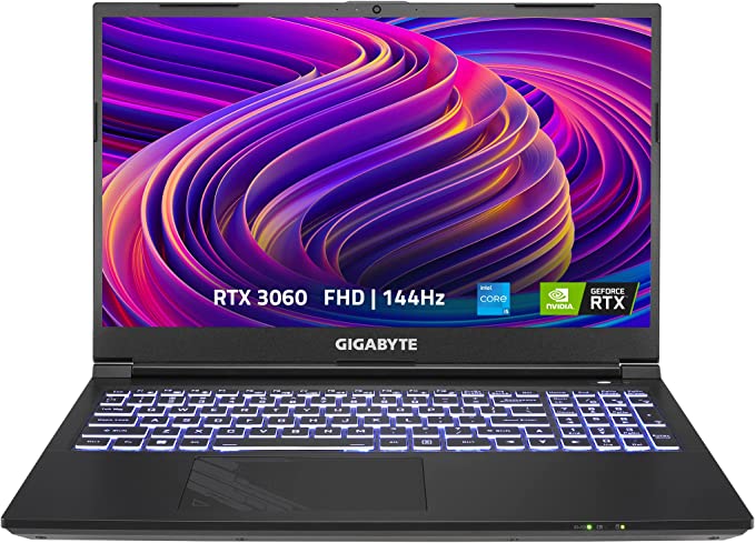 GIGABYTE G5 KE: 15.6" FHD 144Hz, NVIDIA GeForce RTX 3060 Laptop GPU 6GB GDDR6, Intel Core i5-12500H, 16GB Memory, 512GB SSD, Win11 Home, Gaming Laptop (G5 KE-52US213SH) ,Black