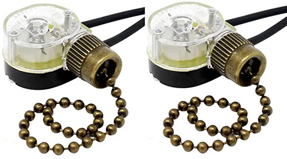 Pull Chain Switch Zing Ear ZE-109 Ceiling Fan Switch Ceiling Fan Light Lamp Replacement 2 Pack Bronze