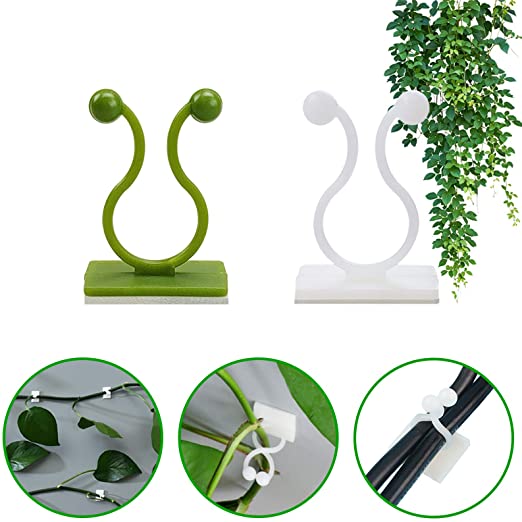 Motiloo Plant Climbing Wall Fixture Clips, 100Pcs Vine Plant Climbing Wall Fixer Self-Adhesive Hook,Wall Sticky Hook Vines Fixing Clip Vines Holder for Home Decoration (M-100pcs)