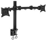 Mount-It MI-752 Dual Arm Adjustable Computer Monitor Desk Mount Stand for Two LCD Flat Screen Monitors VESA 75 and 100 Compatible with 22 23 24 27 inch Monitors Full Motion Tilt Swivel Rotate 44 lbs Capacity Clamp Base