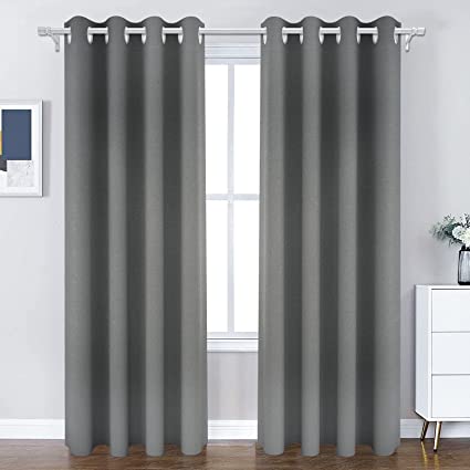 Blackout Curtains Panels for Bedroom, Carttiya Room Darkening Solid Thermal Insulated Curtains with Grommets, Window Curtains/Drapes for Living Room Kids Nursery Room, W42 X L63Inches, 2 Panels(Grey)