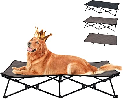 KingCamp Elevated Dog Bed with Separate Washable Sleeping Mat Raised Dog Bed Large Dog Cot Outdoor Dog Bed Pet Folding Dog Cot Stable Durable Frame Breathable Mesh Camping Indoor Carrying Bag