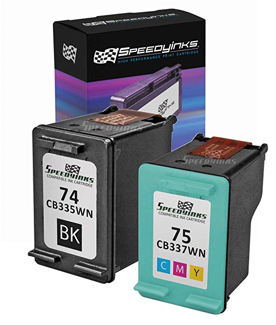 Speedy Inks Remanufactured Ink Cartridge Replacement for HP 74 and HP 75 (1 Black and 1 Color, 2-Pack)
