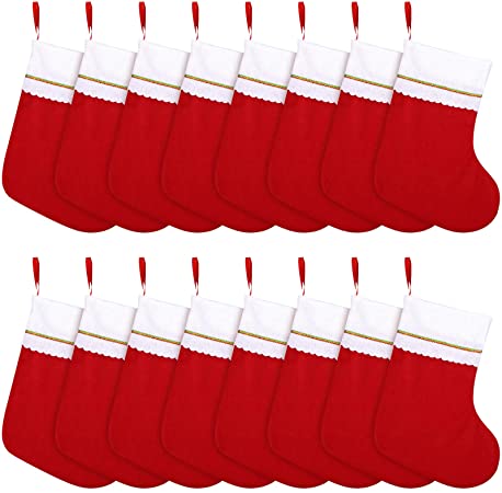 Cooraby 12 Pack Red Felt Christmas Stockings 15 Inches Xmas Fireplace Hanging Stockings Holiday Decorations Stockings for Christmas Decorations